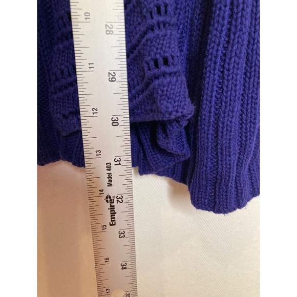 Chicos Draped Blue Cotton Blend Waterfall Cardigan Sweater Size Large Chicos 2 - Picture 8 of 10